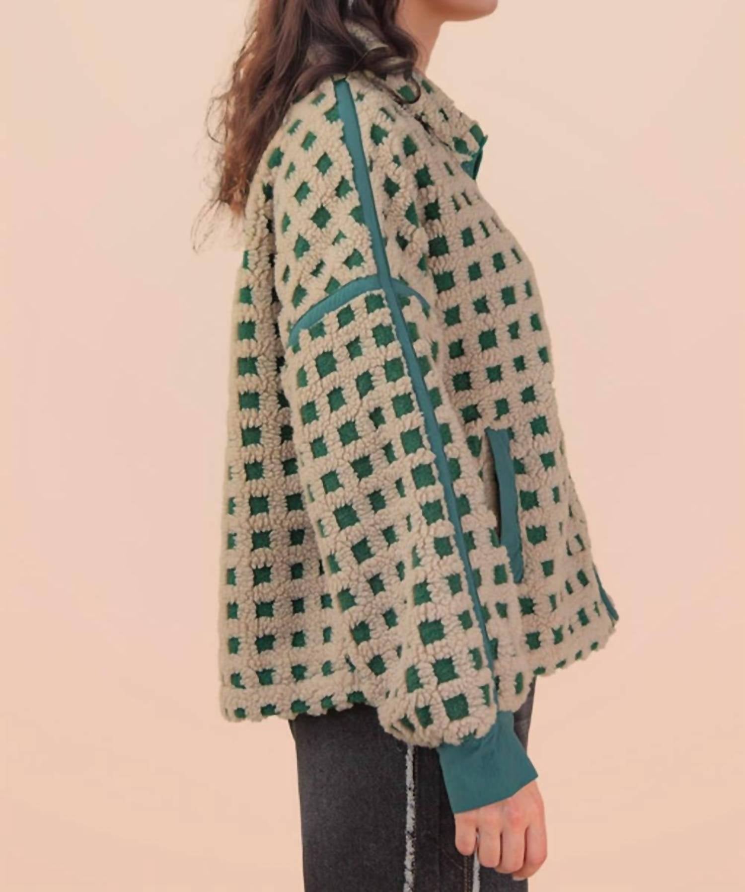Very J - Oversized Checker Fleece Jacket