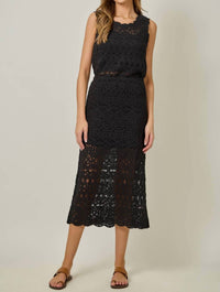 mystree Crochet Scallop Hem Skirt in black - women's skirt - view 4