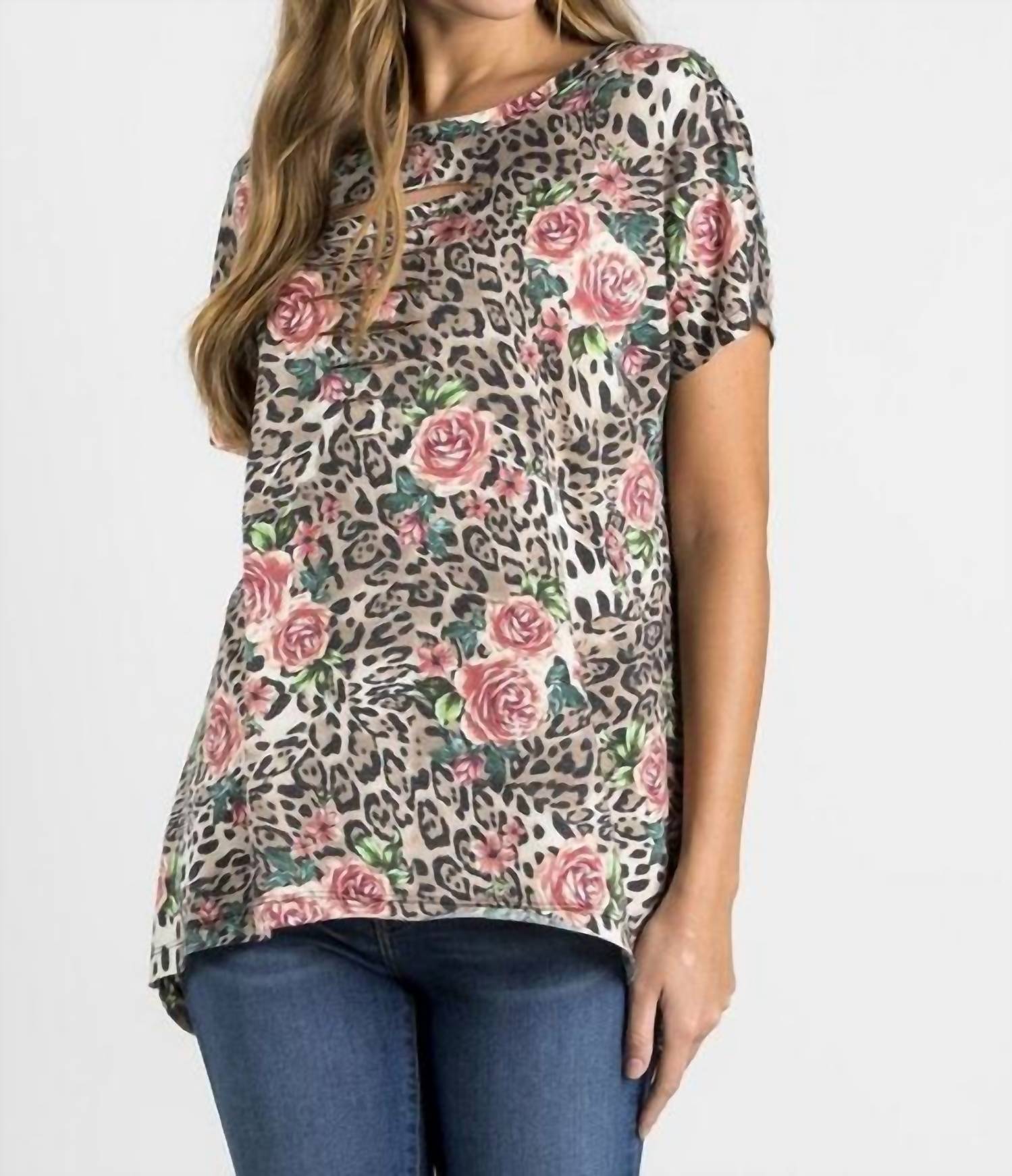 Nu Label - Cut-out Neck Open Back Short Sleeve Top