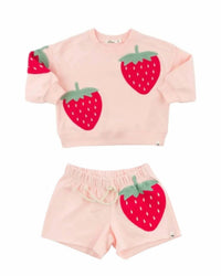 Oh Baby! - Kids Charlie Strawberry Applique Sweatshirt/short Set