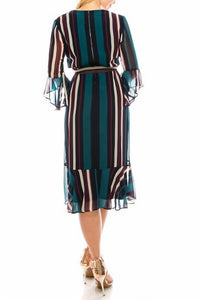 Maison Tara - Striped Faux Wrap Dress