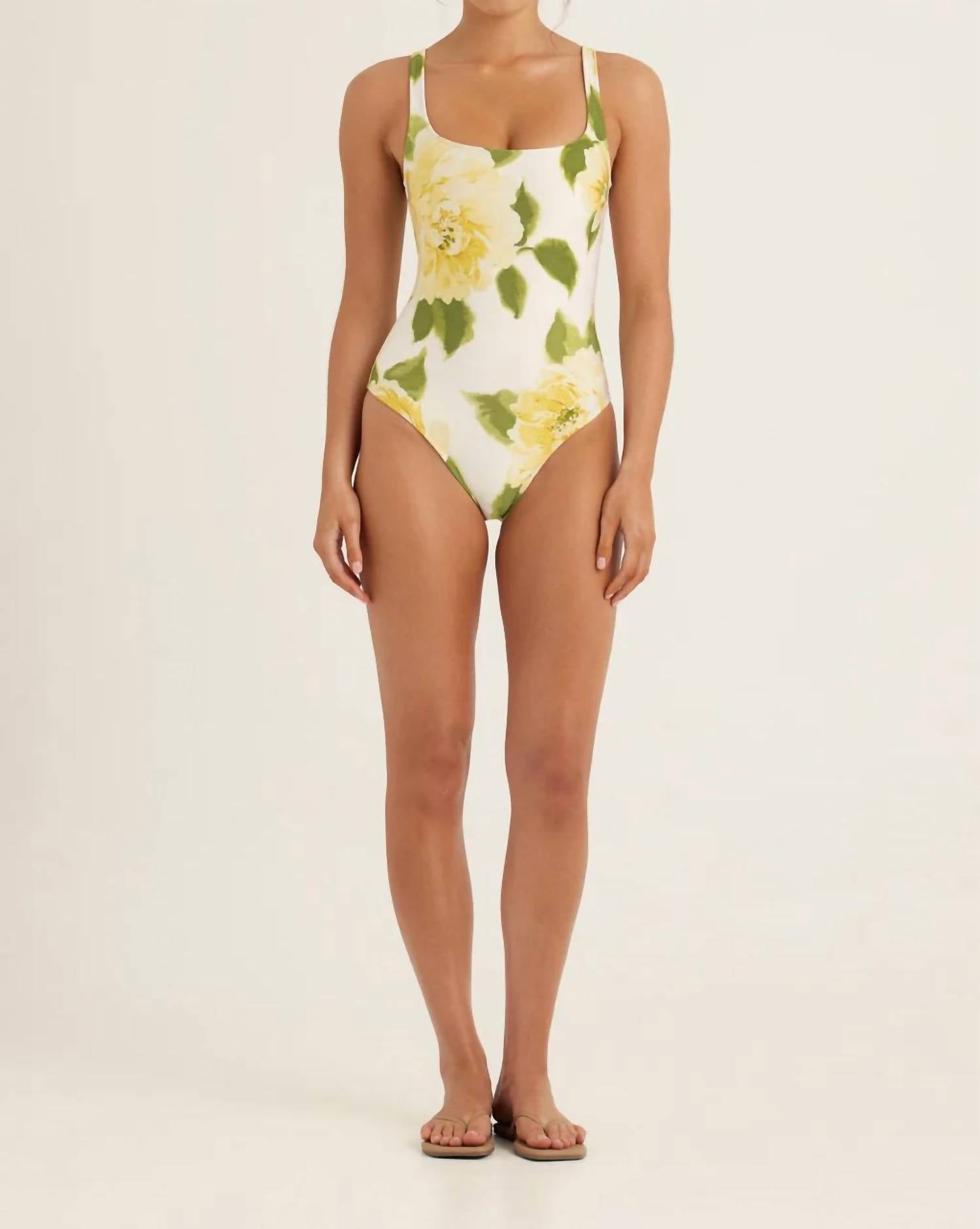 Peony - Square Neck One Piece Swimsuit