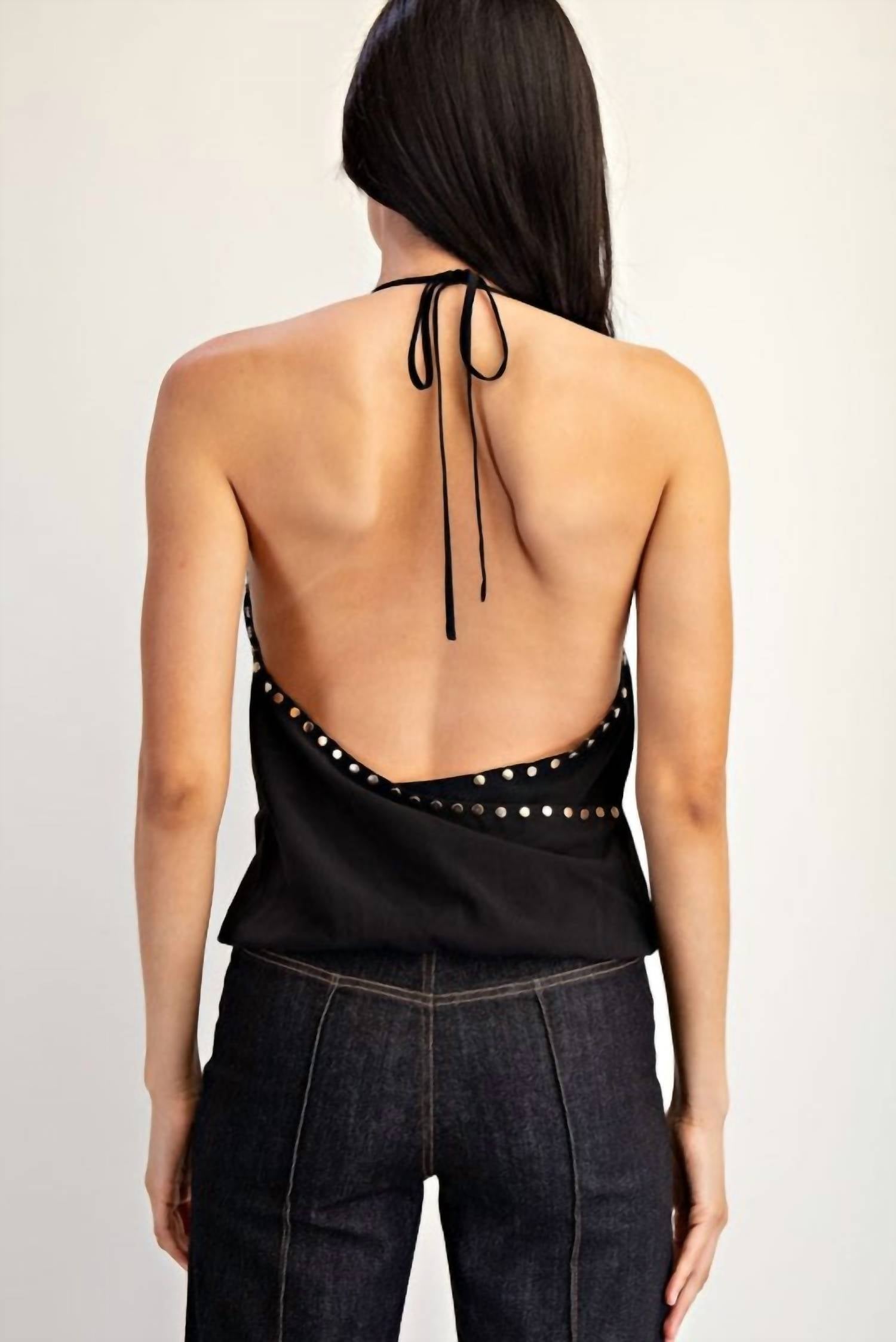 Edit By Nine - Sloane Studded Cowlneck Halter Top