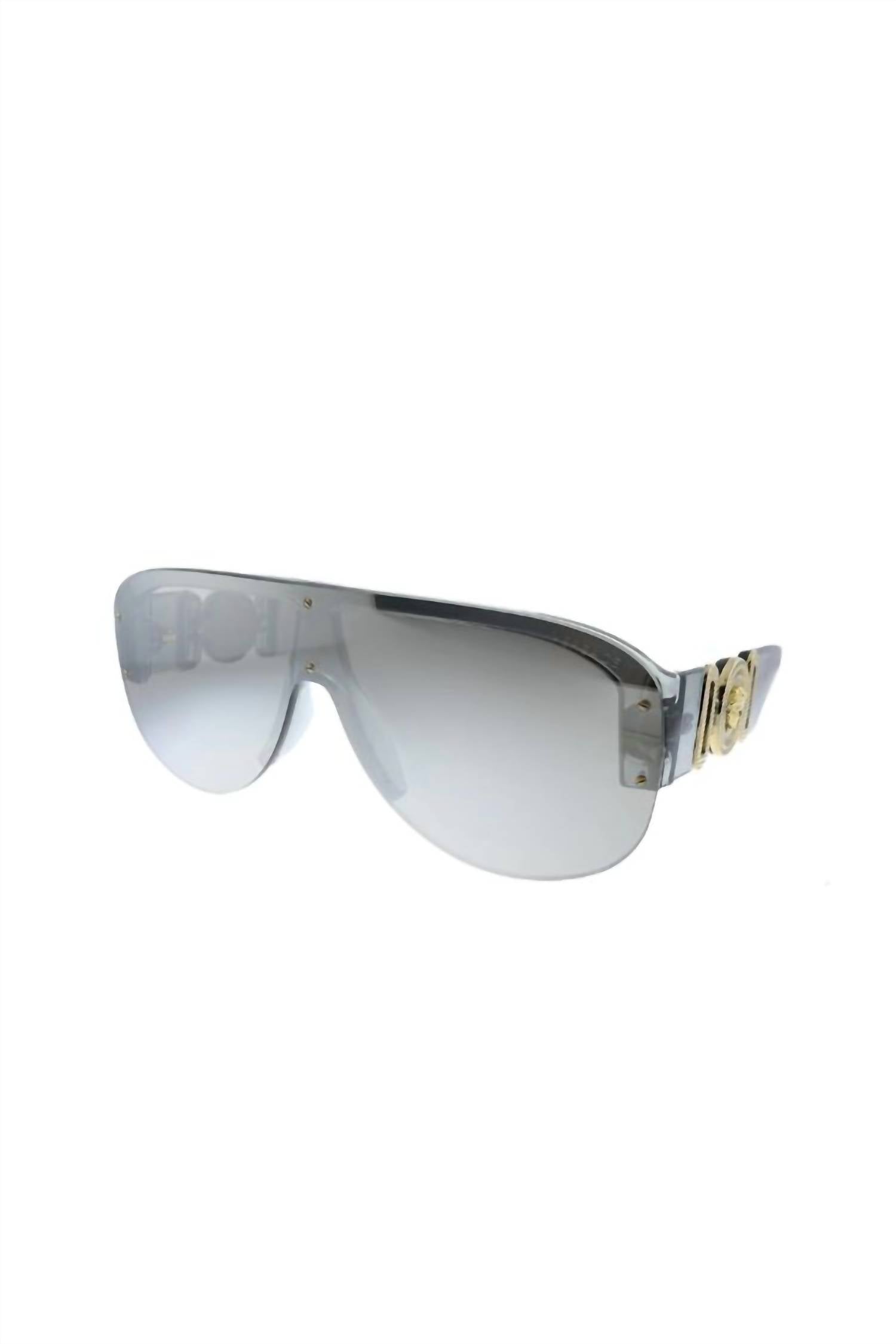 Versace - Shield Plastic Sunglasses with Grey Mirror Lens