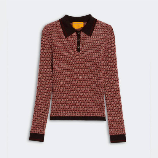 Guest In Residence - Chevron Long Sleeve Shrunken Polo