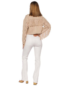 SIMKHAI Virginia Cropped Cardigan in beige - women's cardigan - view 6