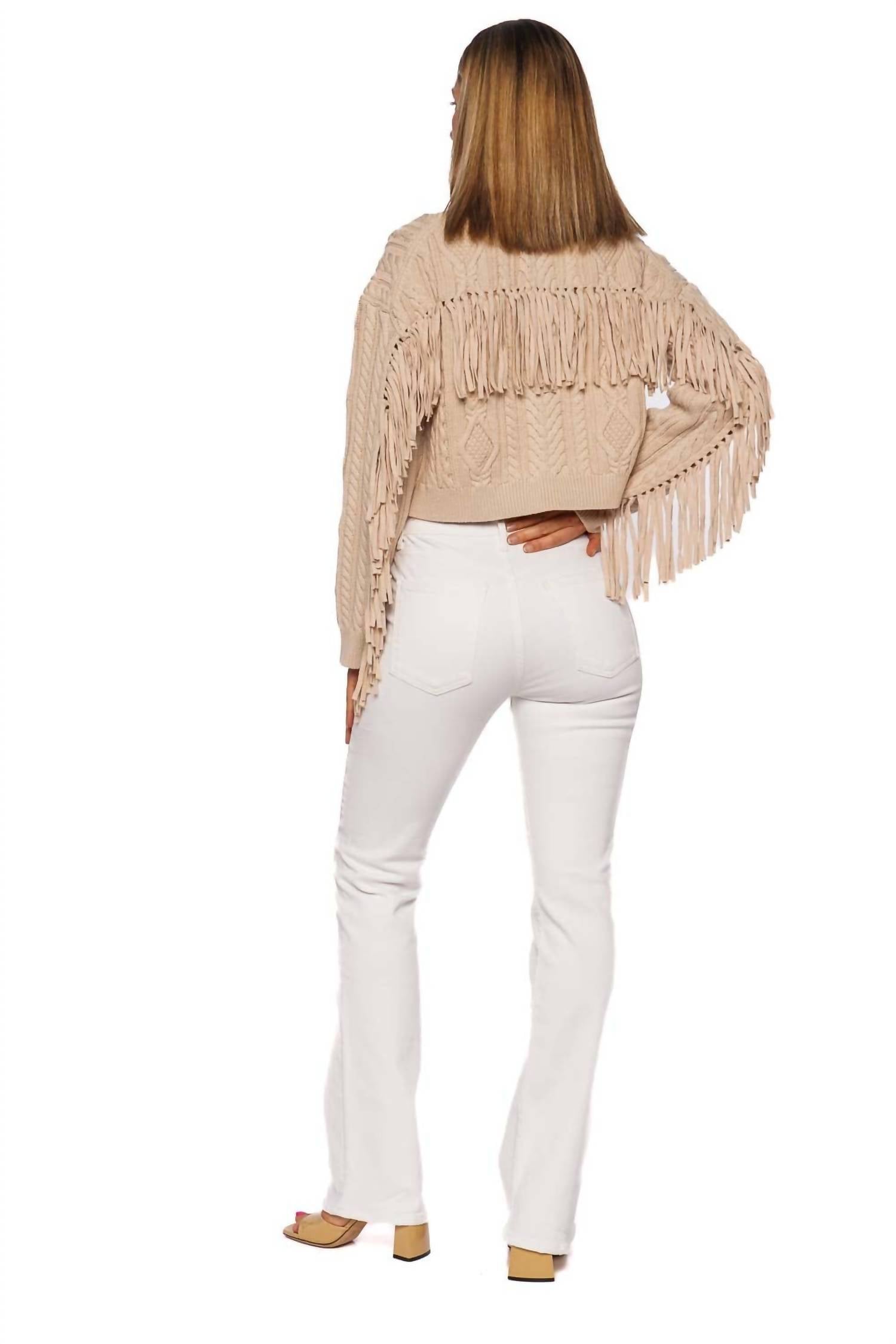 SIMKHAI Virginia Cropped Cardigan in beige - women's cardigan - view 6
