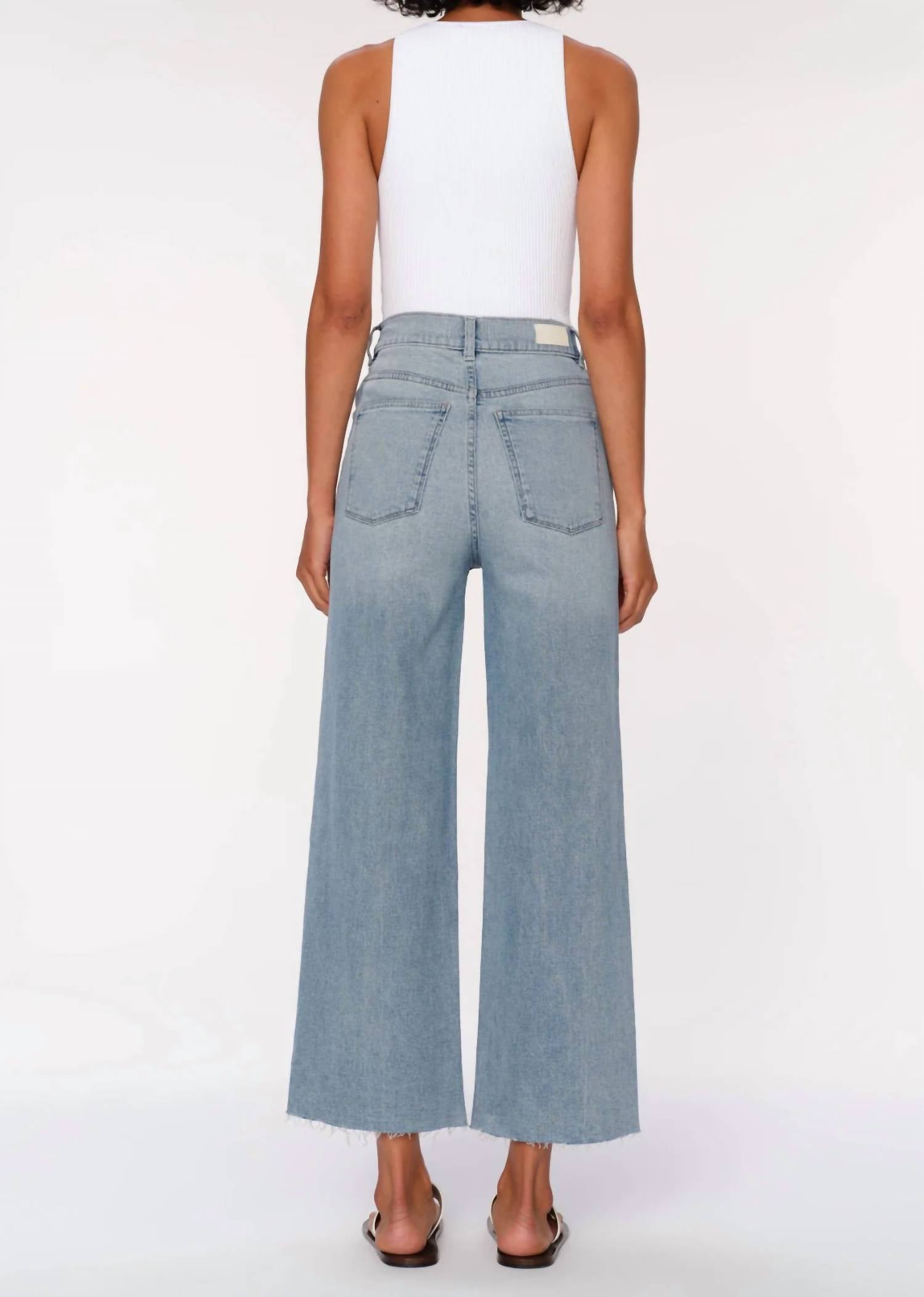 DL1961 - Women's Hepburn Wide Leg Denim Pants in freshwater - women's pants - detail view