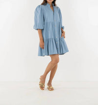 Emily McCarthy Sadie Mini Dress in denim - women's dress