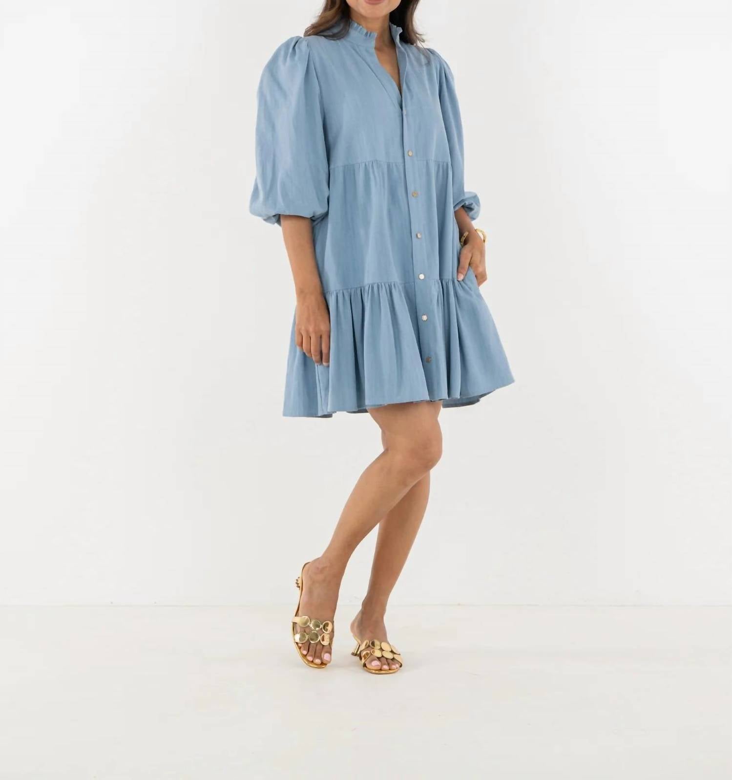 Emily McCarthy Sadie Mini Dress in denim - women's dress