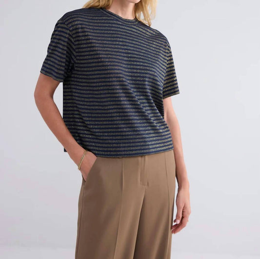 Summum - Lurex Stripe Short Sleeve Top