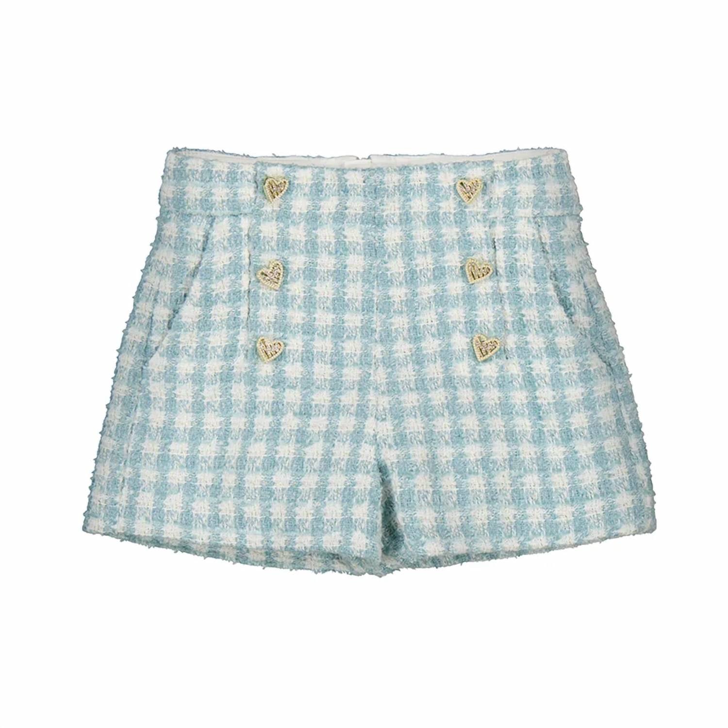 Abel & Lula - Girl's Plaid Shorts With Heart Buttons