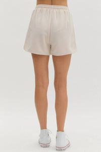 Entro - High Waist Solid Rib Textured Shorts
