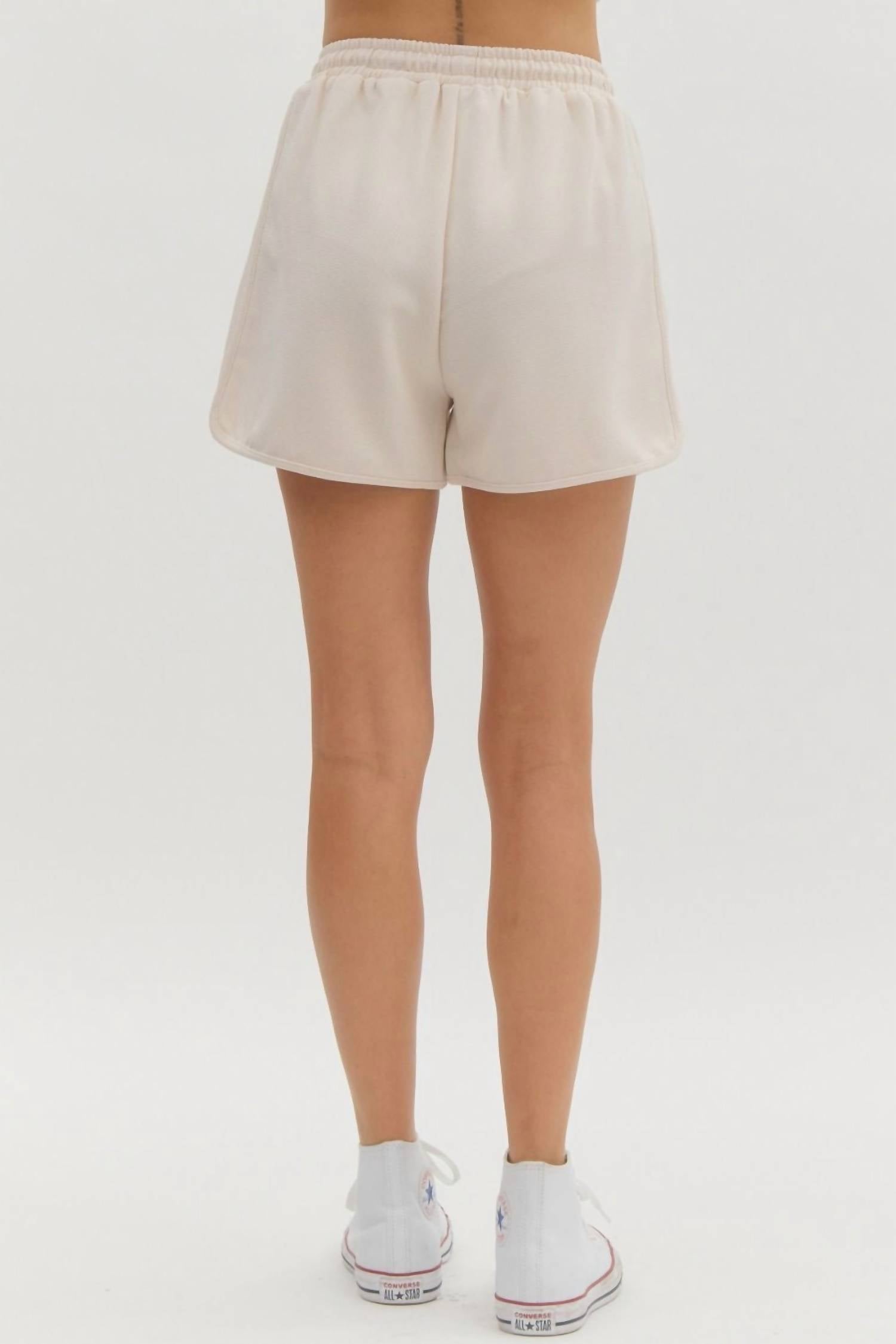 Entro - High Waist Solid Rib Textured Shorts