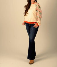 Easel Cuddles and Bows Lightweight Sweatshirt in beige - women's top - alternate view