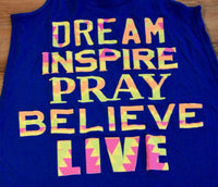 Southern Jewelz Women's Dream Inspire Pray Tank Top in purple - women's tank top - detail view
