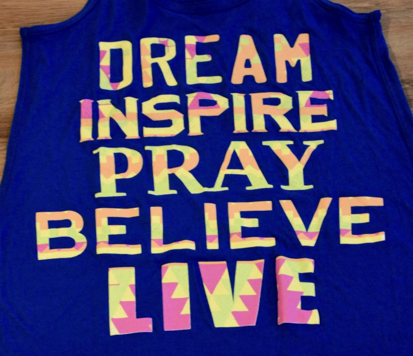Southern Jewelz Women's Dream Inspire Pray Tank Top in purple - women's tank top - detail view