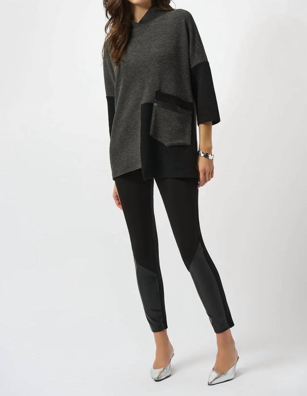 Joseph Ribkoff - Textured Three Quarter Sleeve Boxy Top