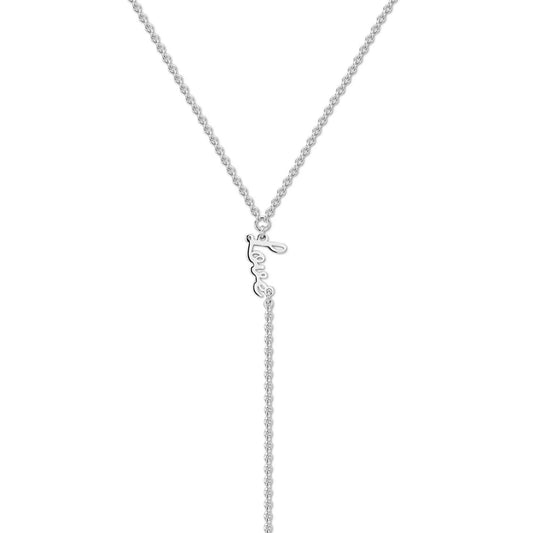 Eklexic - Women's Dainty Script Love Lariat Necklace
