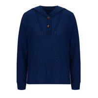 Lily Clothing Waffle Button-up Hoodie Pullover in navy - women's top - view 5