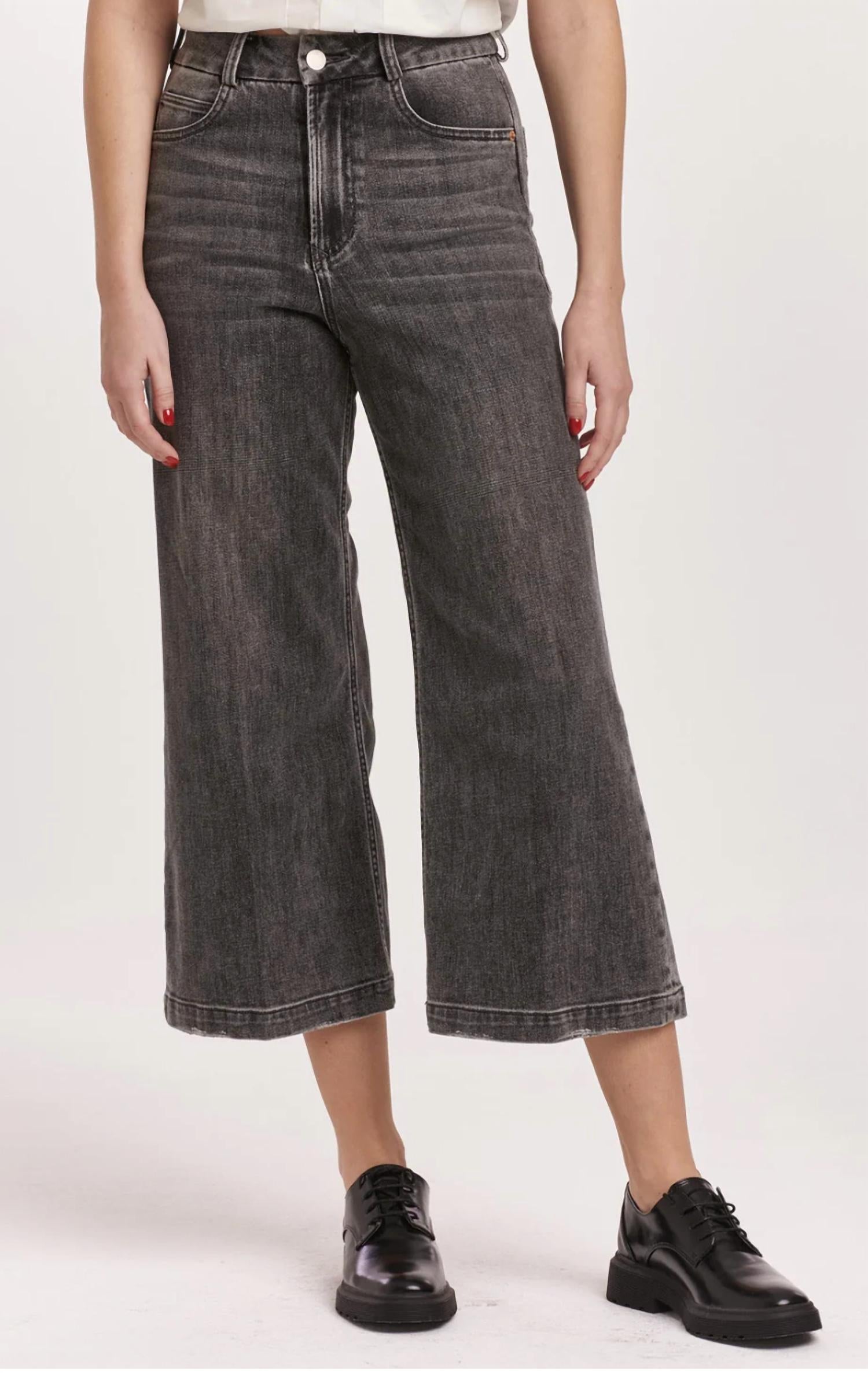 DEAR JOHN DENIM Audrey Super High Rise Cropped Wide Leg Jeans in rhythm - women's pants