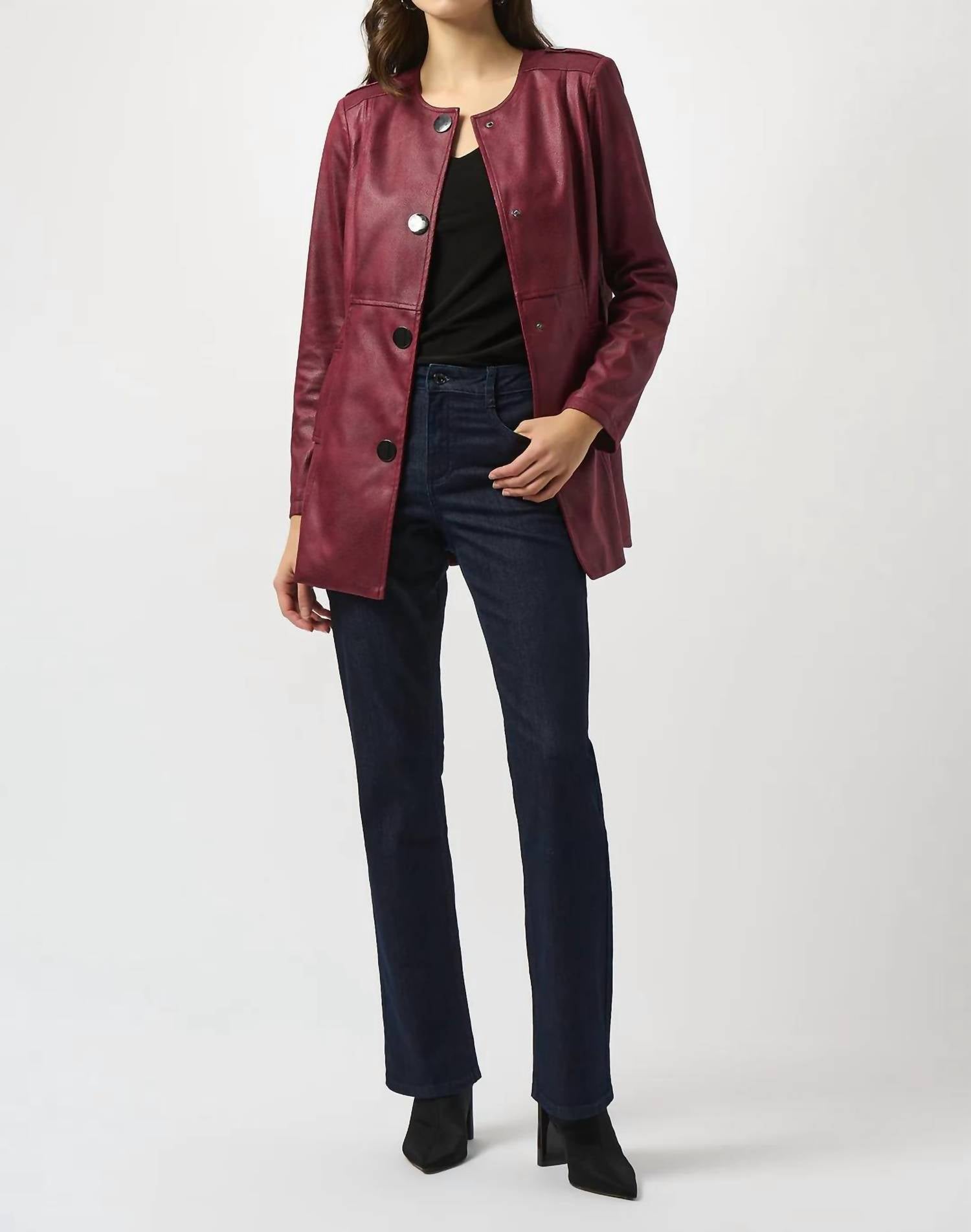 Joseph Ribkoff - Long Sleeve Faux Suede Jacket