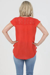 Nostalgia - V Neck Tie Waist Top With Embroidery And Lace