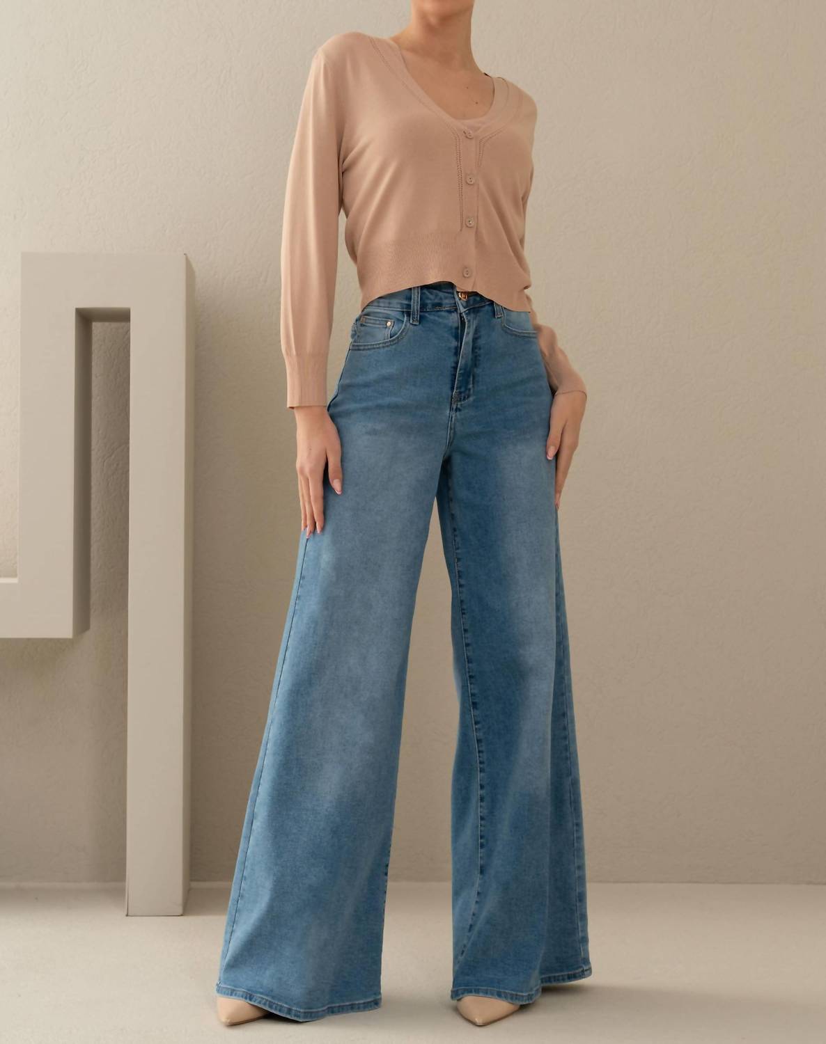 Ferrache - High Waisted Wide Leg Jeans