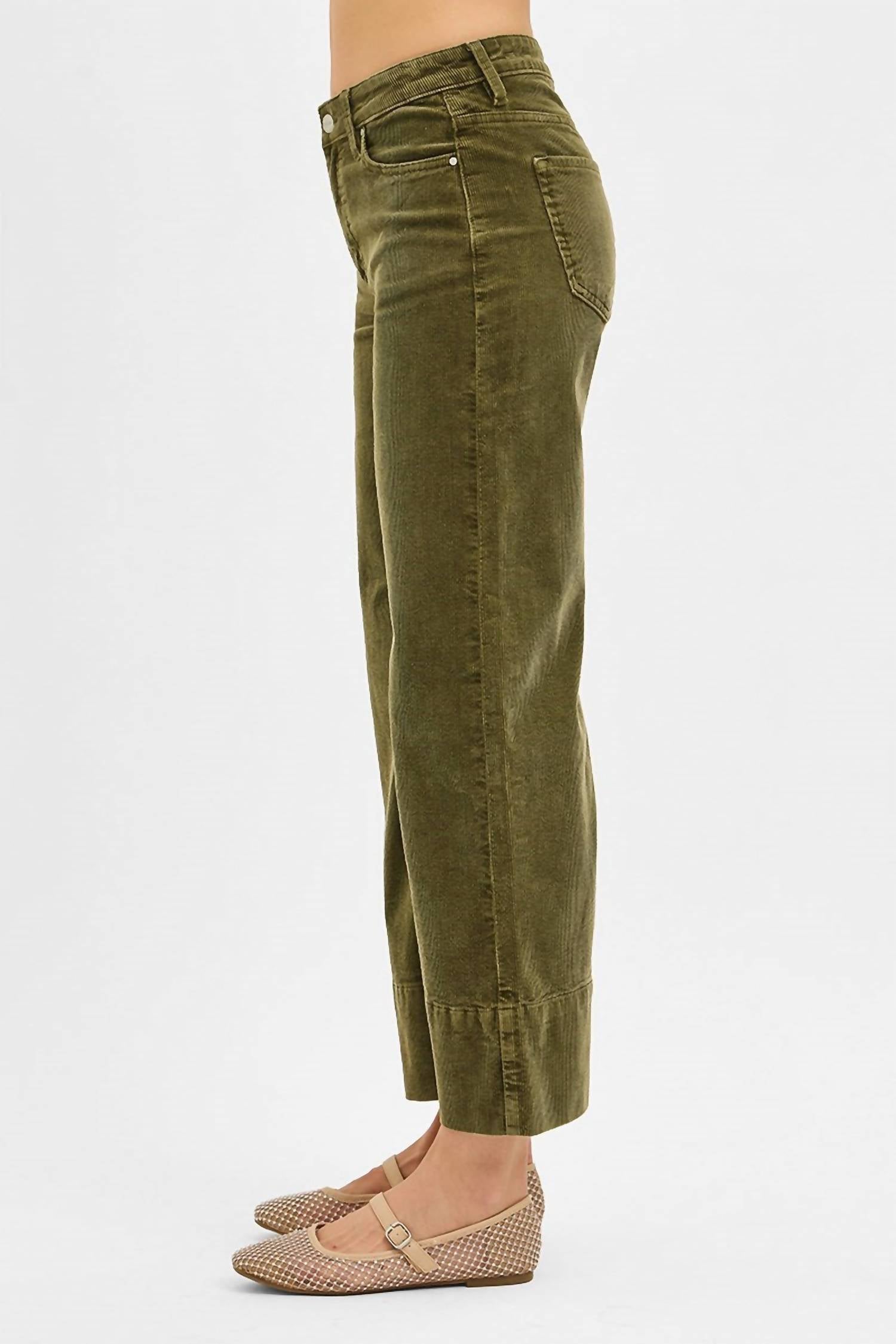 Risen - High Rise Crop Wide Corduroy Pants