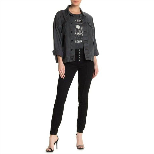 Blanknyc - High Rise Exposed Buttons Denim Skinny Jeans