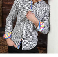 Eight X - Button Down Print Shirt With Colorful Dot Trim