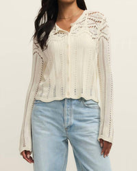 Z Supply Alycia Crochet Sweater in beige - women's cardigan