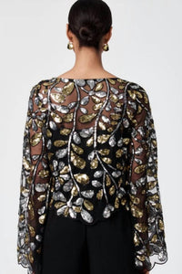 Trina Turk Femmess Sparkle Top in black gold silver sparkle - women's blouse - alternate view