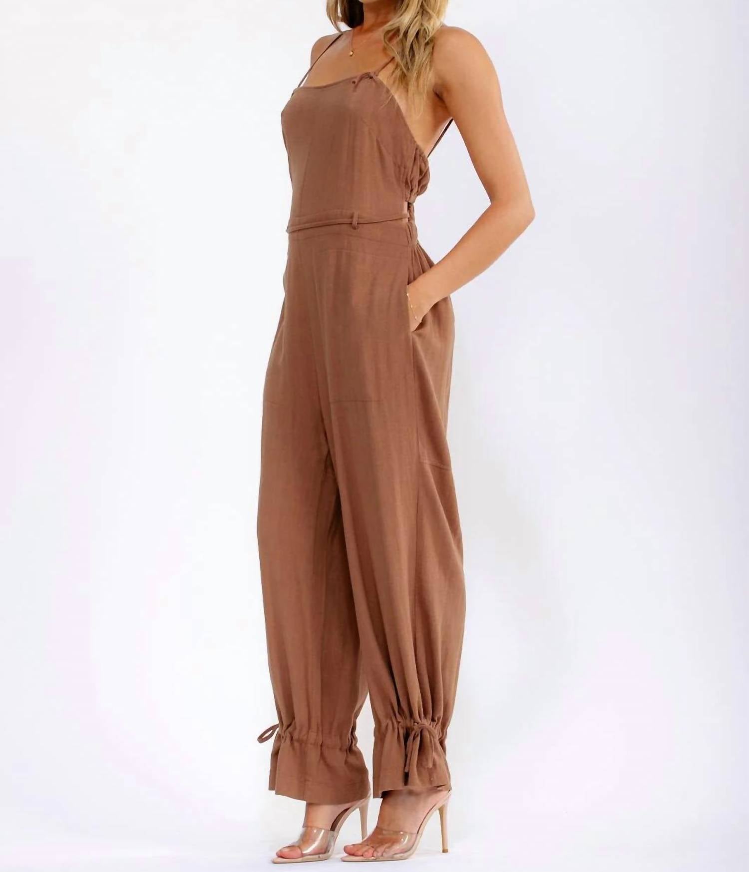 Little Secret Of Mine - Sleeveless Square Neck Open Back Jumpsuit