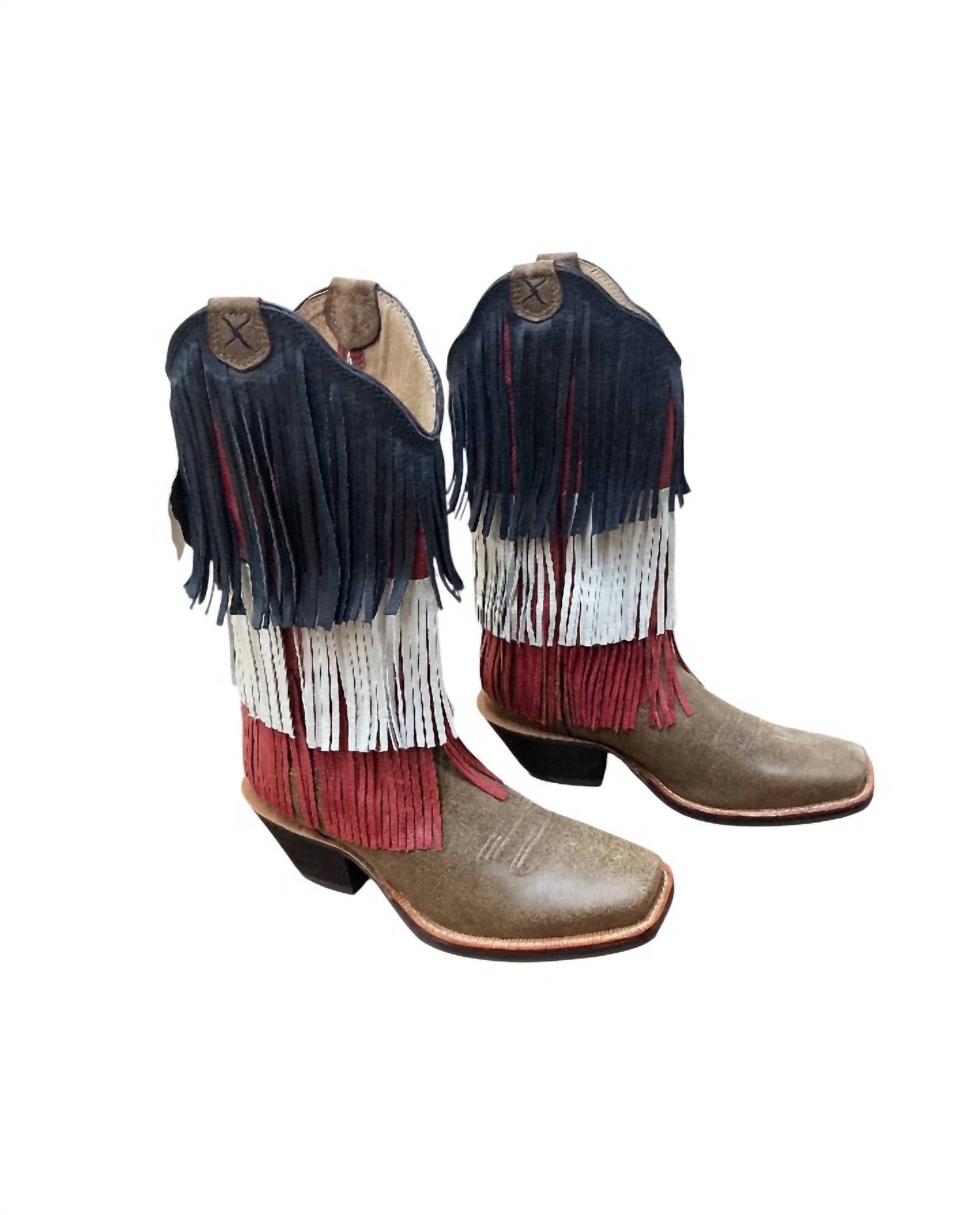 TWISTED X Women's Fringe Boots in red white - women's shoe
