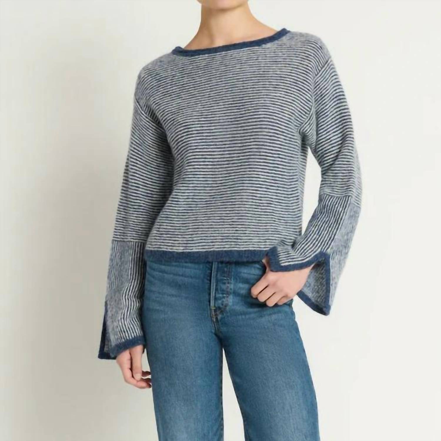 Nation LTD Willow Sweater in greenwich navy stripe - women's sweater