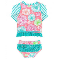 Rufflebutts - Girls' Tropical Garden Two-Piece Rash Guard Swim Suit