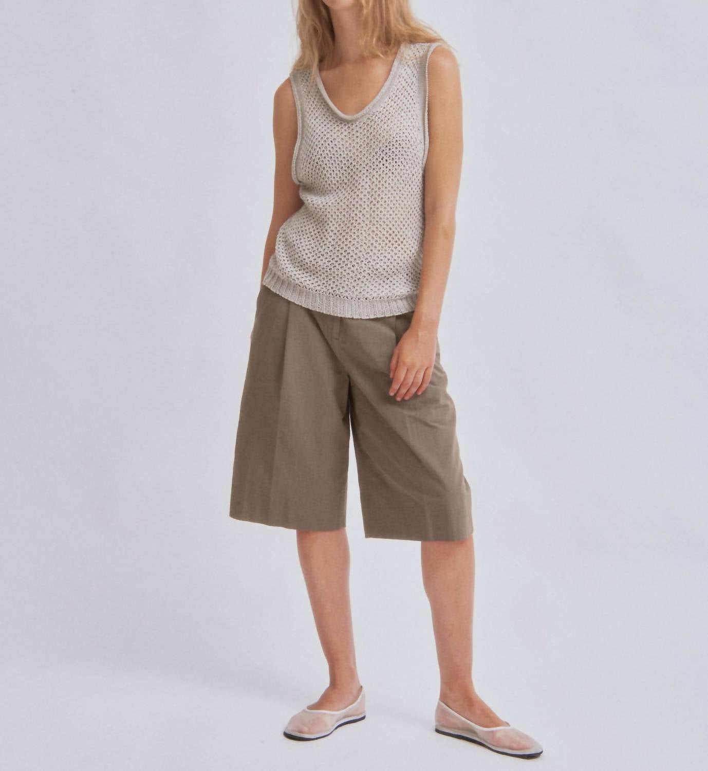 SAYAKA DAVIS Linen Knit Tank Top in sand - women's tank top - view 5