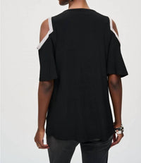 Joseph Ribkoff - Rhinestone Embellished Cold-shoulder Tunic