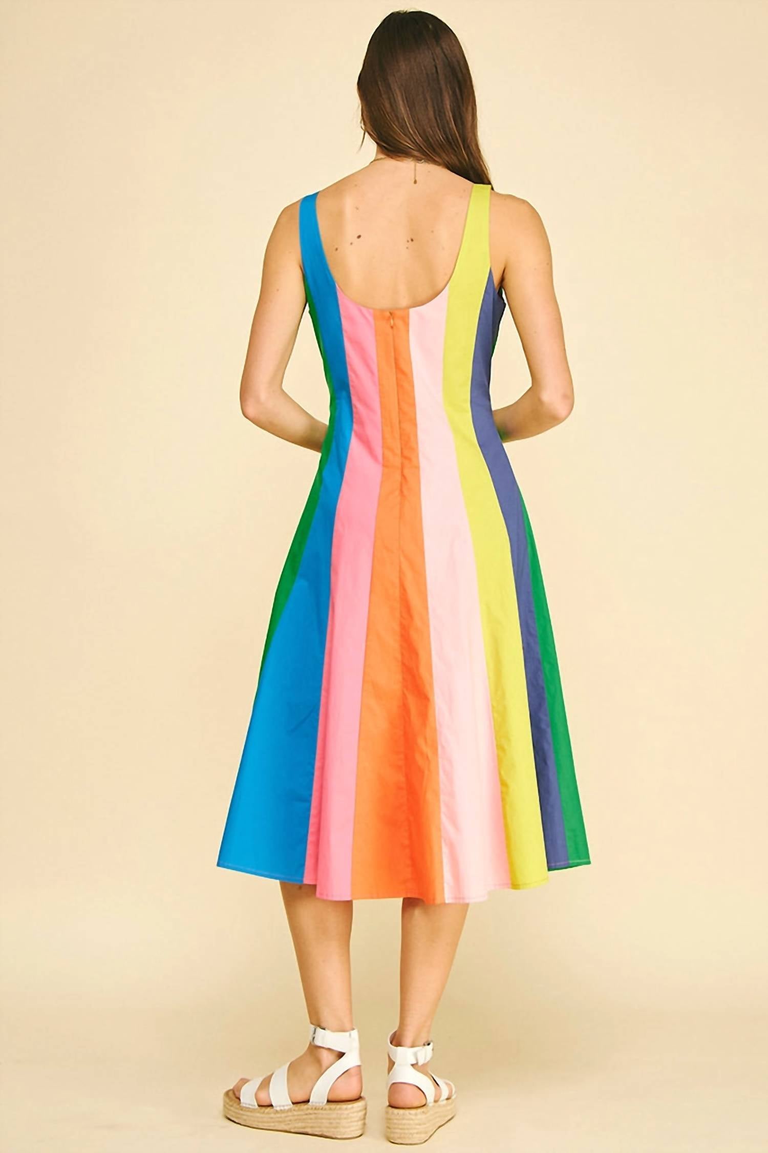 Pinch - Colorblock A-line Midi Dress