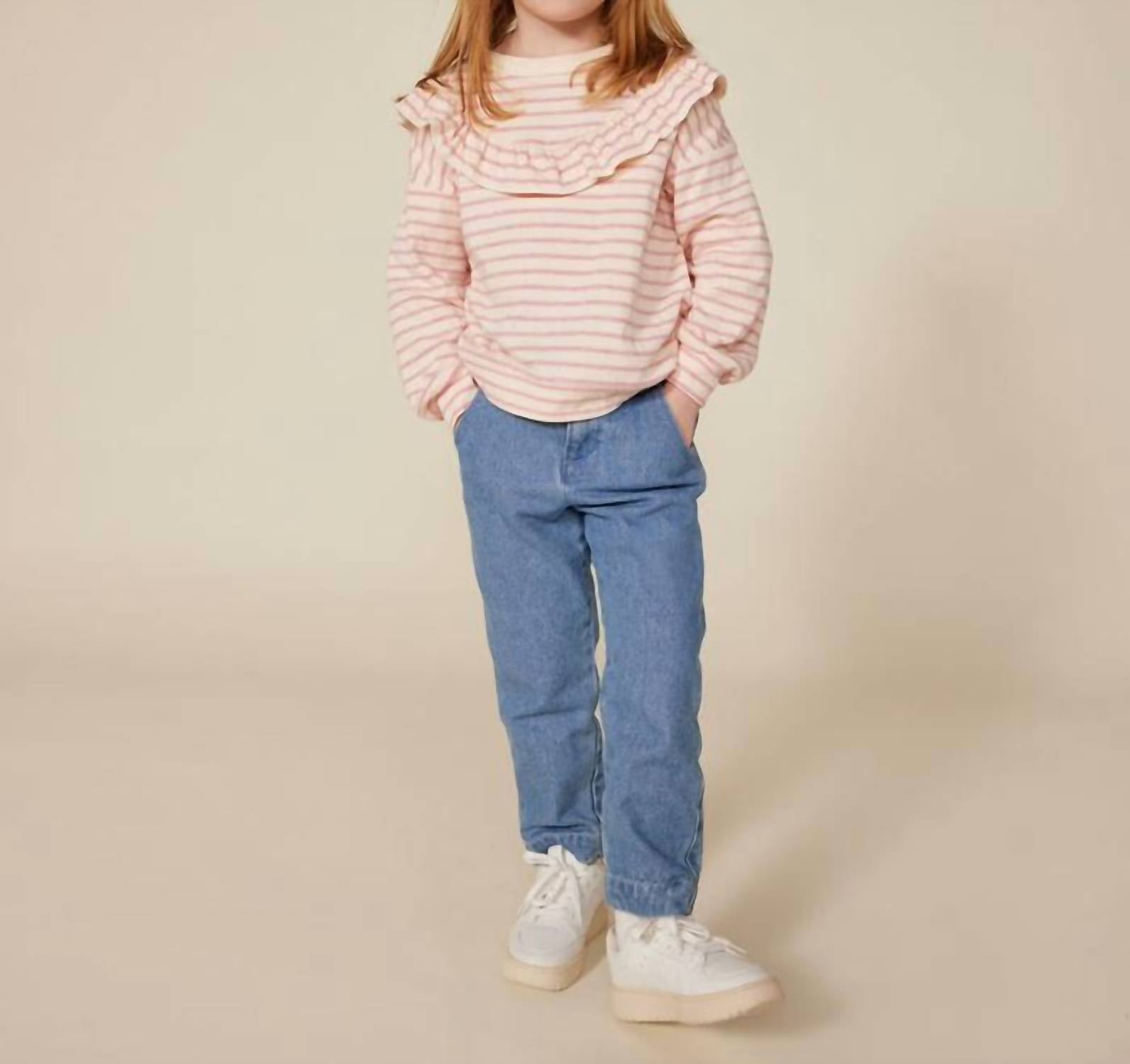 Petit Bateau - Girl's Striped Sweatshirt With Ruffles