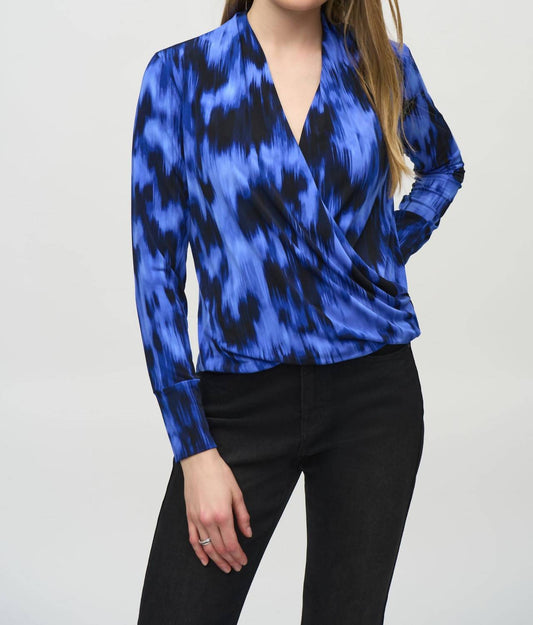 Joseph Ribkoff - Silky Knit Abstract Print Wrap Top