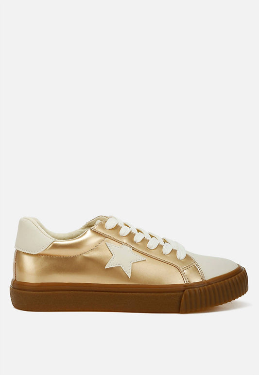 Rag Company - Women's Jumping Jacks Metallic Faux Leather Star Sneakers