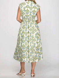 She + Sky - SMOCKED WAIST FRONT ZIP DRESS