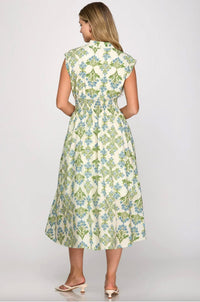 She + Sky - SMOCKED WAIST FRONT ZIP DRESS