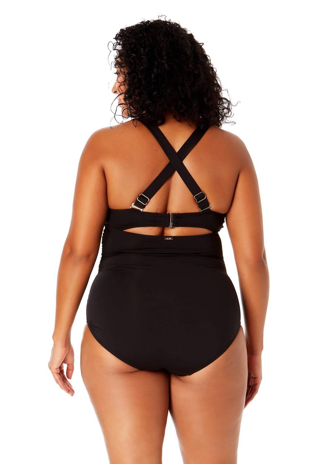 Anne Cole Underwire Surplice One Piece Swimsuit in black - women's swimwear - alternate view