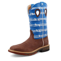 TWISTED X Men's 12" Western Work Boot in burgundy sky blue - men's boots