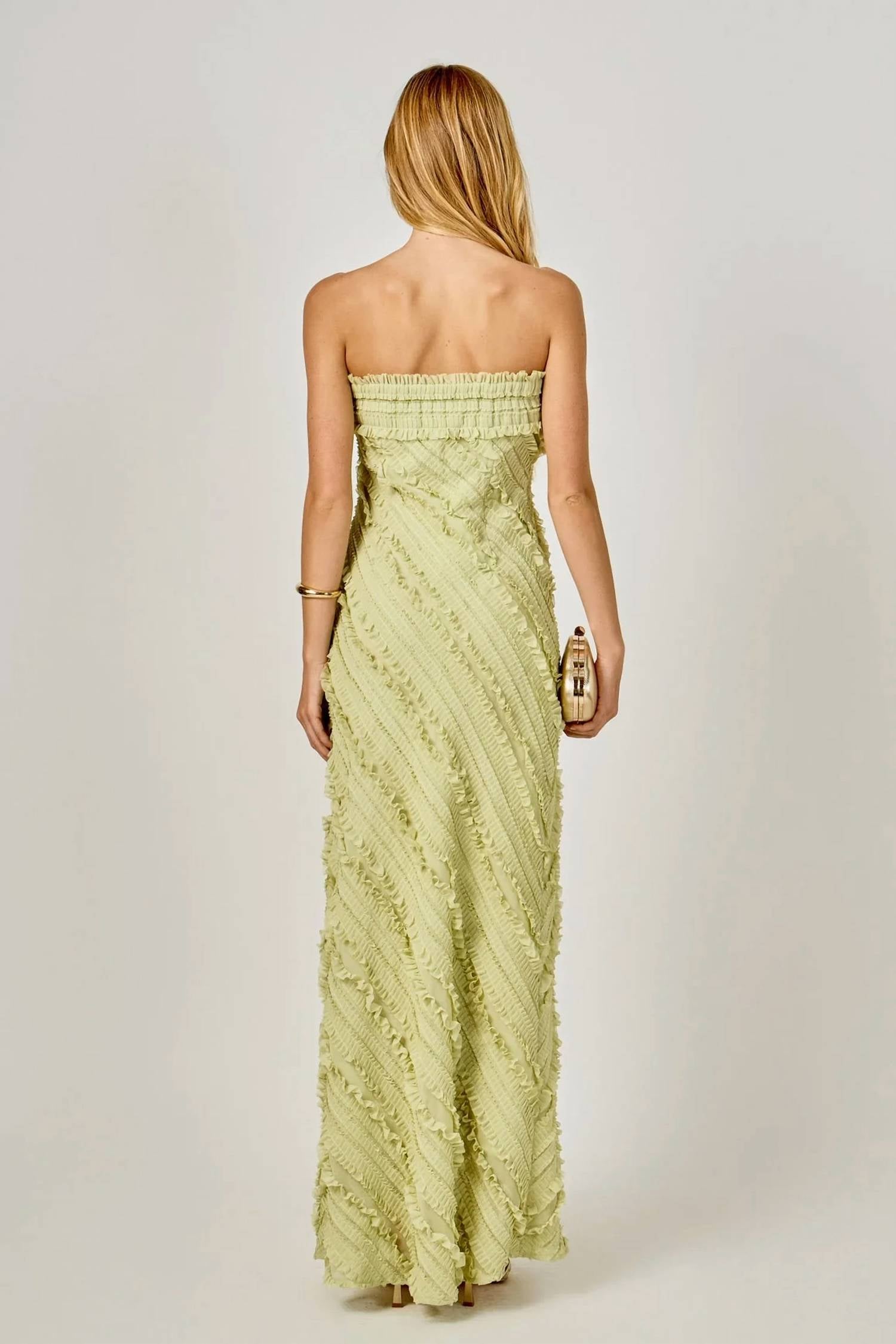 Endless Rose - Strapless Ruffled Maxi Dress