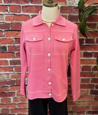 Trisha Tyler - Contrast Stitch Knit Button-Up Cardigan