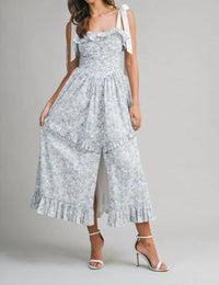 Mable - Floral Printed Contrast Shoulder Strap Midi Dress